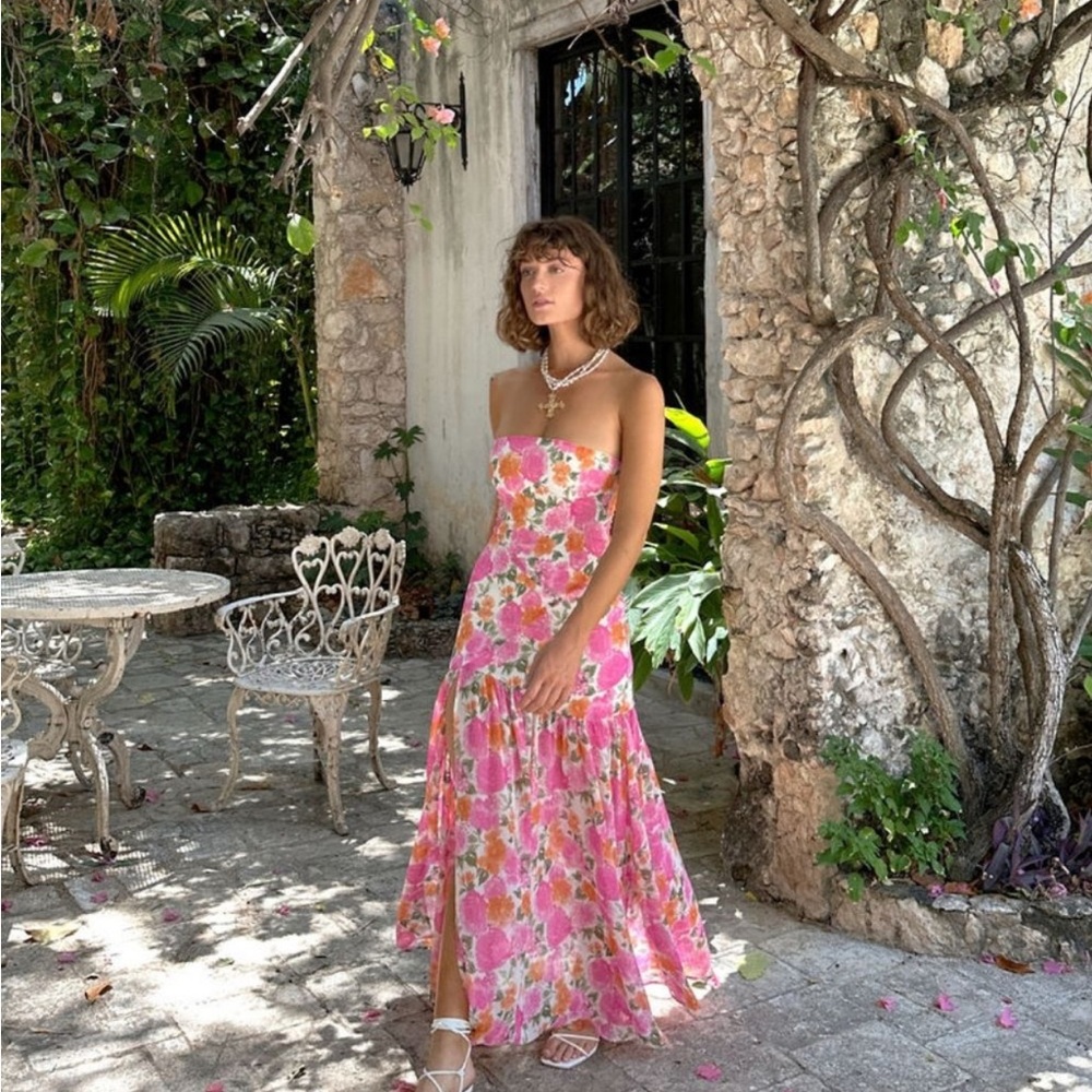 Floral Strapless Maxi Dress